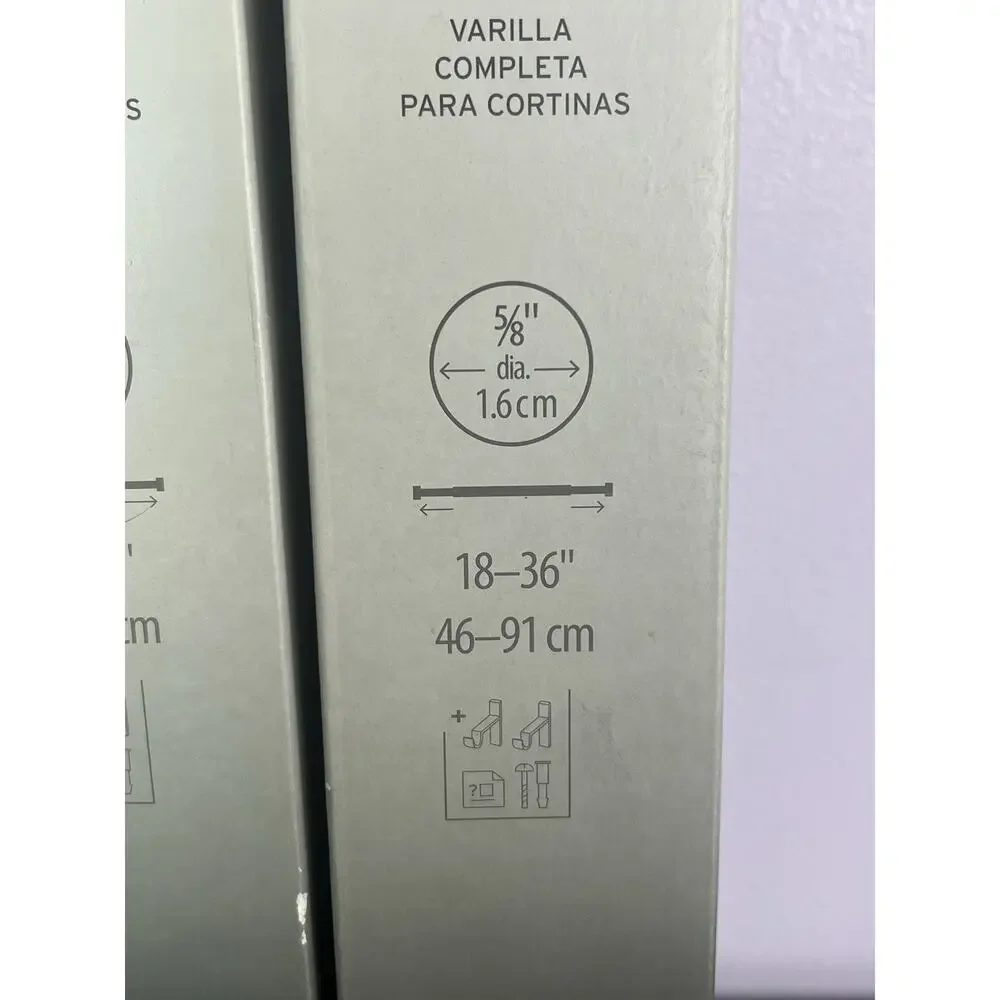 Umbra Drapery Curtain Rod Set of (2) Two 18-36” Brushed Nickel Acrylic Ball NOS